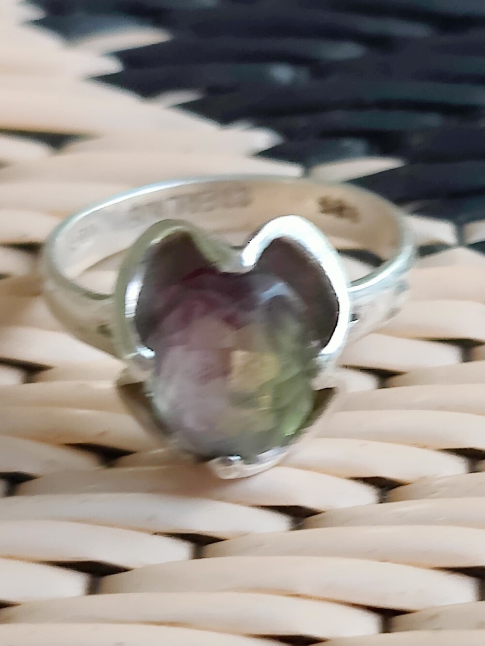 Vintage Sterling Silver Fluorite Ring - Picture 6 of 15